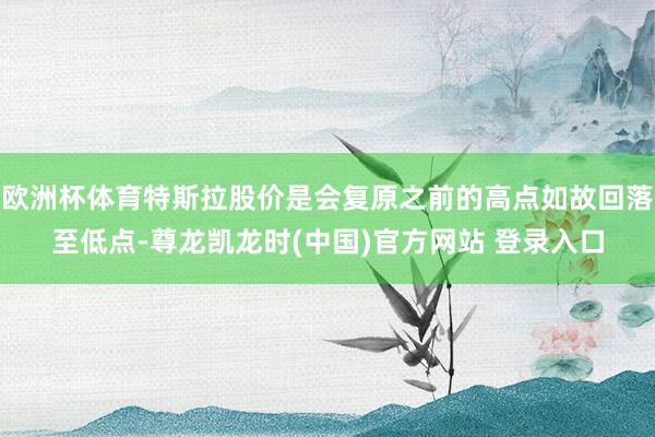 欧洲杯体育特斯拉股价是会复原之前的高点如故回落至低点-尊龙凯龙时(中国)官方网站 登录入口