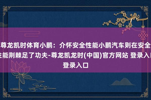 尊龙凯时体育小鹏：介怀安全性能小鹏汽车则在安全性能荆棘足了功夫-尊龙凯龙时(中国)官方网站 登录入口