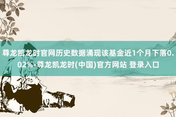 尊龙凯龙时官网历史数据涌现该基金近1个月下落0.02%-尊龙凯龙时(中国)官方网站 登录入口