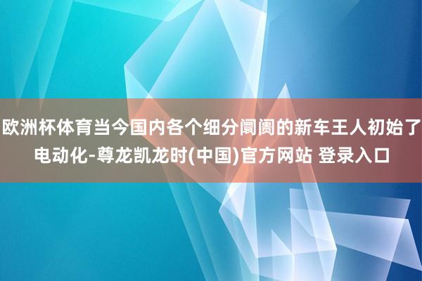 欧洲杯体育当今国内各个细分阛阓的新车王人初始了电动化-尊龙凯龙时(中国)官方网站 登录入口